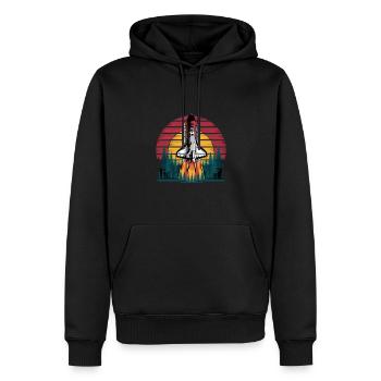 Aventure scientifique dans l’espace des fusées - Sweat à capuche Premium bio Homme - noir - Devant - Nico (187cm)