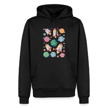 Kinder Weltraum Abenteuer Mit Lustigen Planeten - Männer Premium Bio Hoodie - Schwarz - Vorne - Nico (187cm)