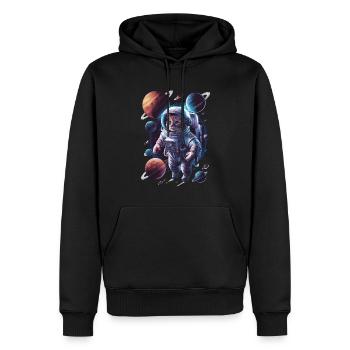 Exploration d’aventure des chats de l’espace - Sweat à capuche Premium bio Homme - noir - Devant - Nico (187cm)