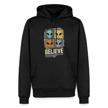 Croyez aux extraterrestres et à l’espace - Sweat à capuche Premium bio Homme - noir - Devant - Nico (187cm)