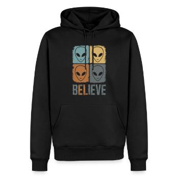 Glaube An Das Unbekannte Weltraum Mysterium - Männer Premium Bio Hoodie - Schwarz - Vorne - Nico (187cm)