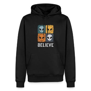 Glaube An Das Unbekannte Weltraum-Abenteuer - Männer Premium Bio Hoodie - Schwarz - Vorne - Nico (187cm)