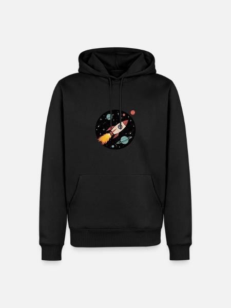Entdecke Das Unendliche Weltraumabenteuer - Männer Premium Bio Hoodie - Schwarz