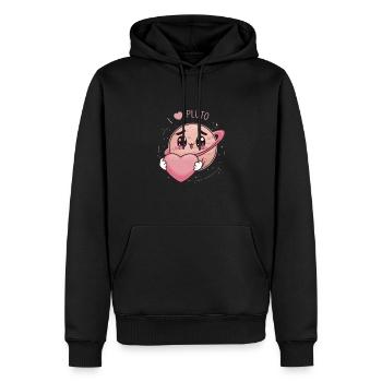 Liebevolles Pluto Herz im Weltraum Look - Männer Premium Bio Hoodie - Schwarz - Vorne - Nico (187cm)