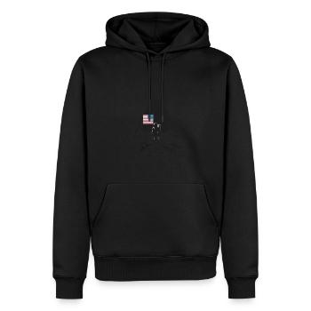 Mondlandung Astronaut und Flagge - Männer Premium Bio Hoodie - Schwarz - Vorne - Nico (187cm)