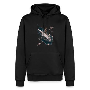 Aventure en vaisseau spatial aux confins de l’espace - Sweat à capuche Premium bio Homme - noir - Devant - Nico (187cm)