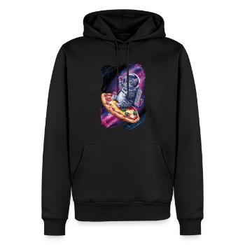 Chaton astronaute sur pizza dans l’espace - Sweat à capuche Premium bio Homme - noir - Devant - Nico (187cm)