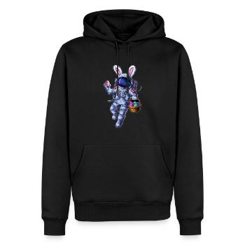 Weltraum Osterhase und Eiersuche - Männer Premium Bio Hoodie - Schwarz - Vorne - Nico (187cm)