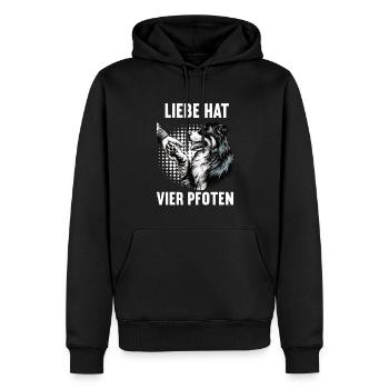Liebe hat Vier Pfoten Australian Shepherd Aussie - Männer Premium Bio Hoodie - Schwarz - Vorne - Nico (187cm)