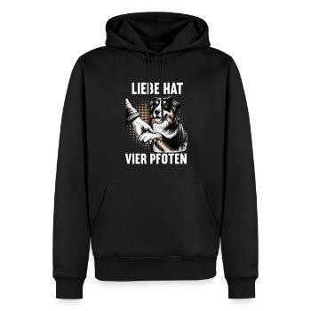 Liebe hat Vier Pfoten Australian Shepherd Aussie - Männer Premium Bio Hoodie - Schwarz - Vorne - Nico (187cm)
