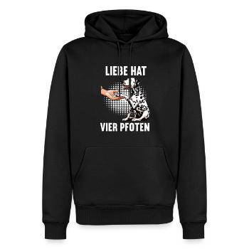 Liebe hat Vier Pfoten Dalmatiner Dalmatinerhalter - Männer Premium Bio Hoodie - Schwarz - Vorne - Nico (187cm)