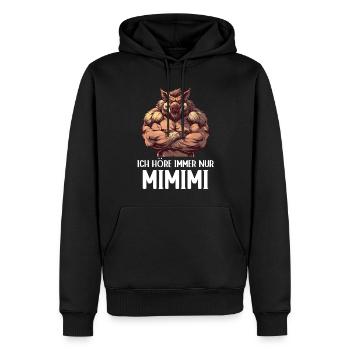 Wildschwein Ich höre immer nur Mimimi Wildnis Wald - Männer Premium Bio Hoodie - Schwarz - Vorne - Nico (187cm)