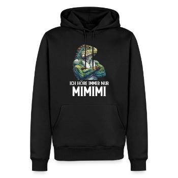 Grüner Leguan Reptilien Ich höre immer Mimimi - Männer Premium Bio Hoodie - Schwarz - Vorne - Nico (187cm)