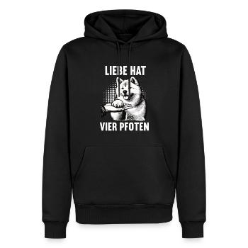 Liebe hat Vier Pfoten Akita Akitabesitzer Akitas - Männer Premium Bio Hoodie - Schwarz - Vorne - Nico (187cm)
