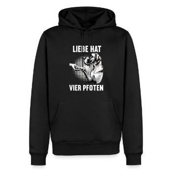 Liebe hat Vier Pfoten Deutsche Dogge Doggenhalter - Männer Premium Bio Hoodie - Schwarz - Vorne - Nico (187cm)