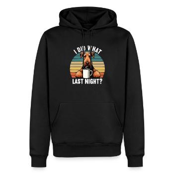 J’ai fait ce que la nuit dernière Airedale Terrier Airedales - Sweat à capuche Premium bio Homme - noir - Devant - Nico (187cm)