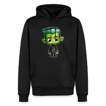Monstre vert mignon - Sweat à capuche Premium bio Homme - noir - Devant - Nico (187cm)