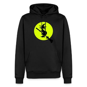 witch and full moon - Sweat à capuche Premium bio Homme - noir - Devant - Nico (187cm)