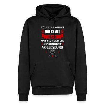 Tous les hommes naissent égaux volley, volleyeur - Sweat à capuche Premium bio Homme - noir - Devant - Nico (187cm)