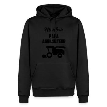 Meilleur papa agriculteur - Sweat à capuche Premium bio Homme - noir - Devant - Nico (187cm)
