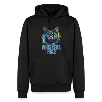 Les moustaches règnent sur un drôle de chat coloré - Sweat à capuche Premium bio Homme - noir - Devant - Nico (187cm)
