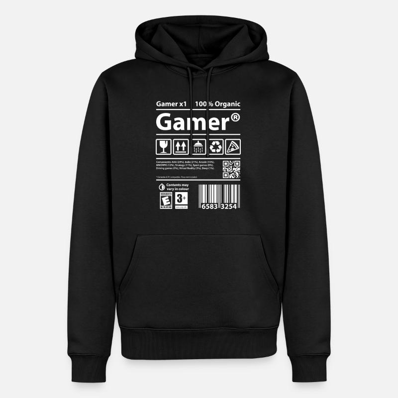 Gamer barcode V2 - Männer Premium Bio Hoodie - Schwarz