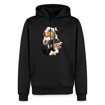 couple Australian Shepherd dogs - Men’s Premium Organic Hoodie - black - Front - Nico (187cm)
