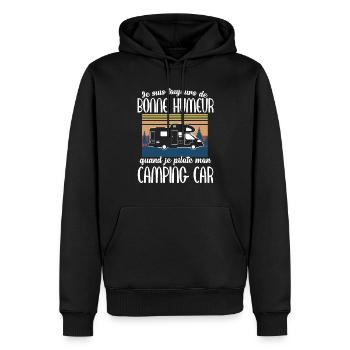 Toujours de bonne humeur camping humour retraite - Sweat à capuche Premium bio Homme - noir - Devant - Nico (187cm)