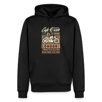 Cafe Racer Vintage Londres Retro Motorbike Design - Sweat à capuche Premium bio Homme - noir - Devant - Nico (187cm)