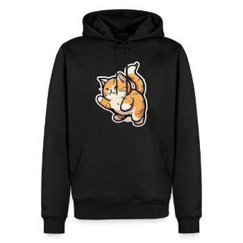 Fröhliche Katzen Pfoten, spielende Katze Sticker - Männer Premium Bio Hoodie - Schwarz - Vorne - Nico (187cm)