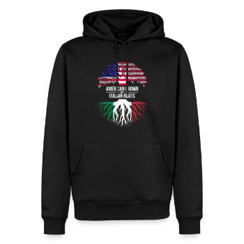 AMERIKANISCH ANGEBAUT MIT ITALIENISCHEN WURZELN - Männer Premium Bio Hoodie - Schwarz - Vorne - Nico (187cm)