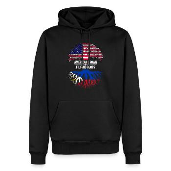 AMERIKANISCH ANGEBAUT MIT PHILIPPINISCHEN WURZELN - Männer Premium Bio Hoodie - Schwarz - Vorne - Nico (187cm)