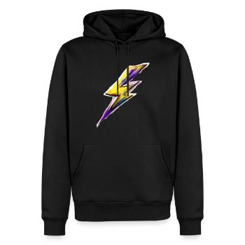 Éclair Flash Stylisé - Sweat à capuche Premium bio Homme - noir - Devant - Nico (187cm)