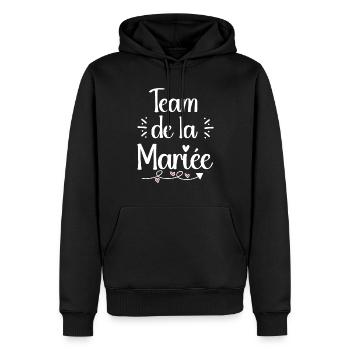 Team mariée cadeau EVJF original témoins mariage - Sweat à capuche Premium bio Homme - noir - Devant - Nico (187cm)