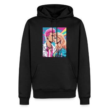Style des années 80 - Sweat à capuche Premium bio Homme - noir - Devant - Nico (187cm)