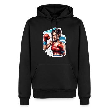 Boxer / Sport / Kampf / Arena / Boxring / Fäuste - Männer Premium Bio Hoodie - Schwarz - Vorne - Nico (187cm)