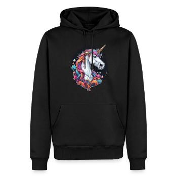 Unicorn / mythical creatures / fairy tales / magic / glitter - Men’s Premium Organic Hoodie - black - Front - Nico (187cm)