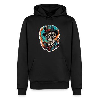 Skull / Totenkopf / Skelett / Gothic / Tattoo - Männer Premium Bio Hoodie - Schwarz - Vorne - Nico (187cm)