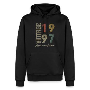 Cadeau d’anniversaire 27 ans - 1997 - Sweat à capuche Premium bio Homme - noir - Devant - Nico (187cm)
