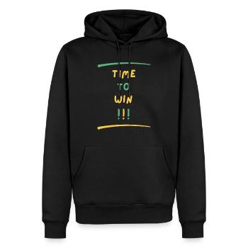 TIME TO WIN - Männer Premium Bio Hoodie - Schwarz - Vorne - Nico (187cm)