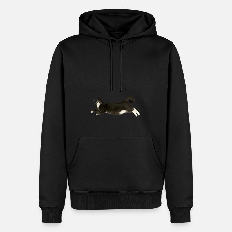 Chat gris blanc - Sweat à capuche Premium bio Homme - noir