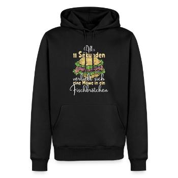 Möwe verliebt sich in Fischbrötchen T-Shirt - Männer Premium Bio Hoodie - Schwarz - Vorne - Nico (187cm)