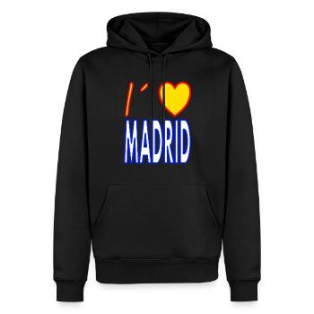 J’adore Madrid né à Madrid - Sweat à capuche Premium bio Homme - noir - Devant - Nico (187cm)