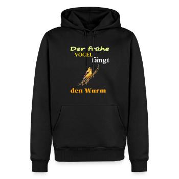 der frühe Vogel fängt den Wurm Tiere Geschenkidee - Männer Premium Bio Hoodie - Schwarz - Vorne - Nico (187cm)