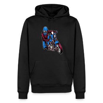 Moto Moto Cascade Idée Cadeau - Sweat à capuche Premium bio Homme - noir - Devant - Nico (187cm)