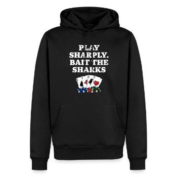 Play Sharply Bait the Sharks Poker Dealer Poker - Men’s Premium Organic Hoodie - black - Front - Nico (187cm)
