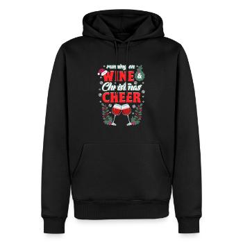 Courir sur le vin et la joie de Noël - Drôle de Christ - Sweat à capuche Premium bio Homme - noir - Devant - Nico (187cm)