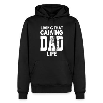 Living That Carving Dad Life Holzschnitzer - Männer Premium Bio Hoodie - Schwarz - Vorne - Nico (187cm)