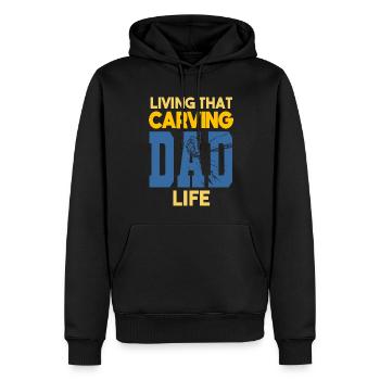 Living That Carving Dad Life Holzschnitzer - Männer Premium Bio Hoodie - Schwarz - Vorne - Nico (187cm)