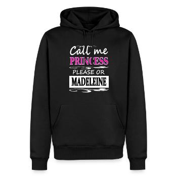 Ich heiße Madeleine Ich bin Madeleine Geschenkidee - Männer Premium Bio Hoodie - Schwarz - Vorne - Nico (187cm)